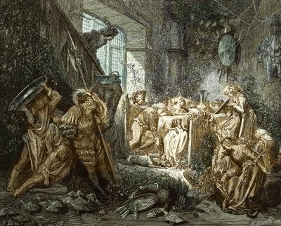 Sleeping Beauty: Prince in the banqueting hall by Gustave Dore